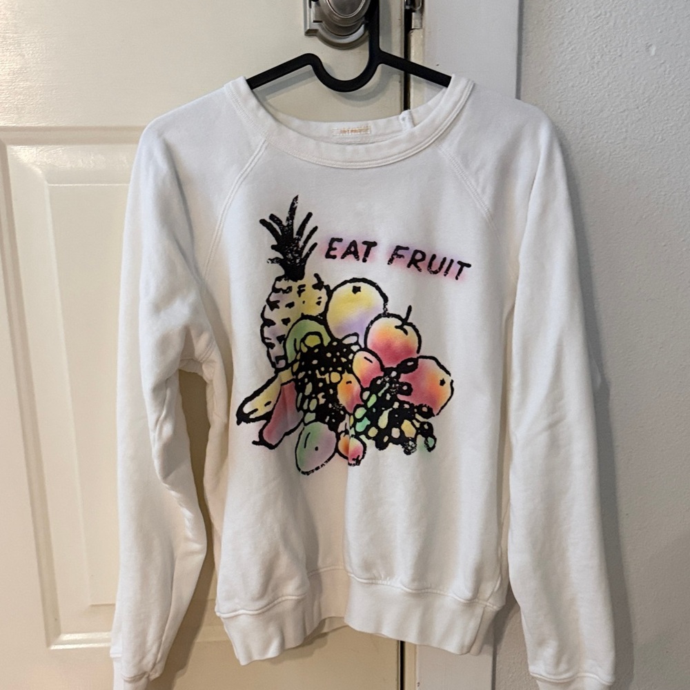 MOTHER White Graphic Sweater “Ear Fruit”